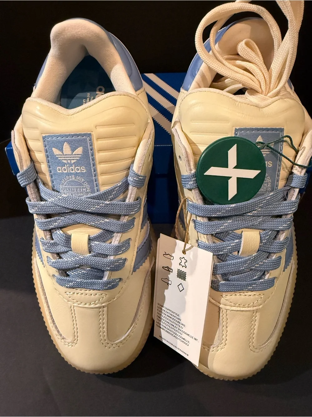 adidas Samba XLG J sneakers in cream and light blue 4Y/5W